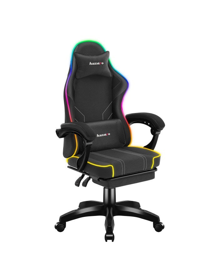 Huzaro Force 3.7 RGB Gaming Chair Black - Ergonomic Design, Adjustable Height, Lumbar Cushion