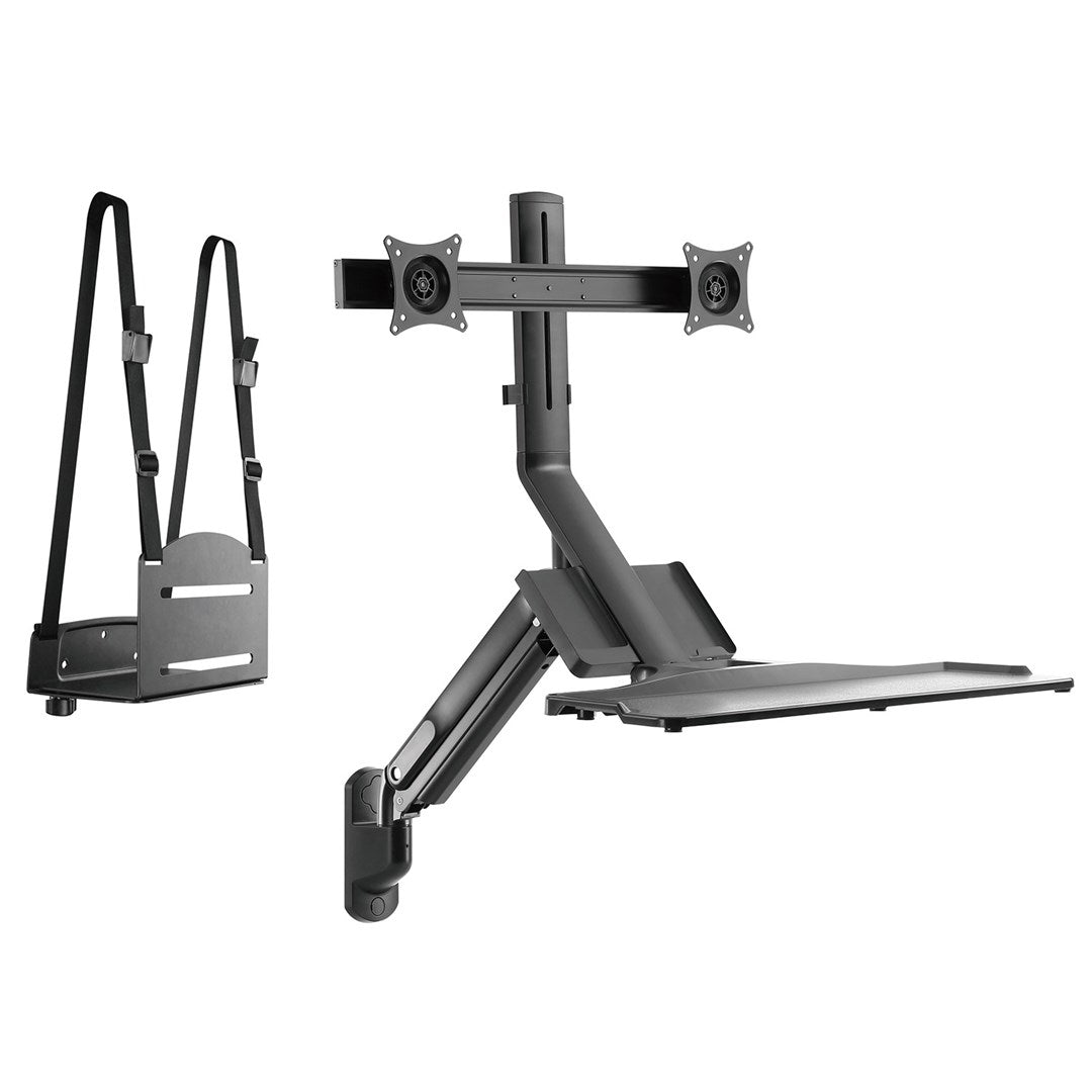 Maclean Dual Monitor Wall Mount and Keyboard Gas Spring for 17-27 inch Monitors MC-633
