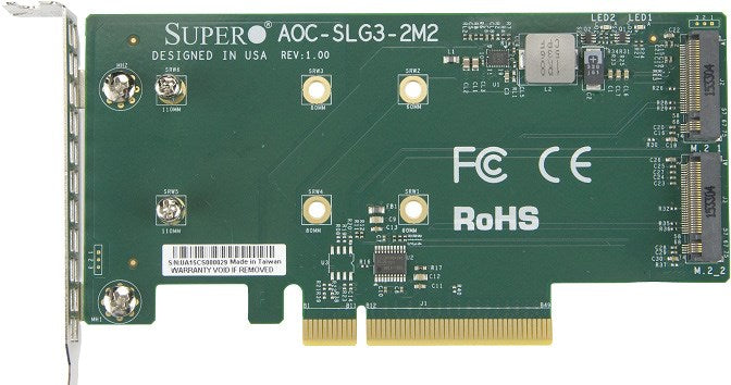 Supermicro LP  PCIe3 x8  Dual port NVMe M.2 carrier