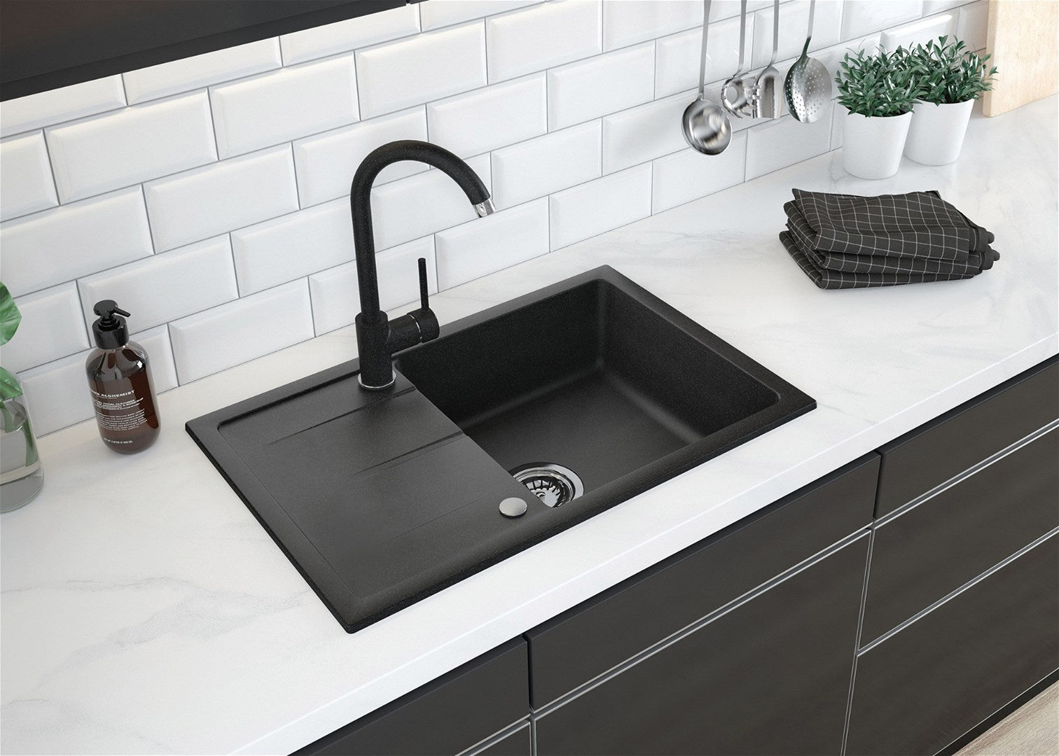 1-bowl granite sink with drainer