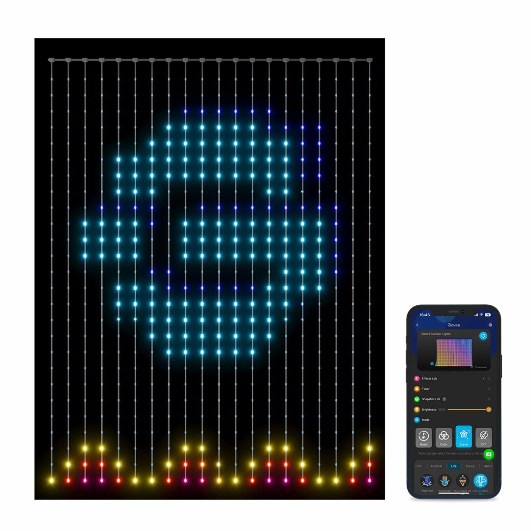 GOVEE LED Curtain H70B1 RGBIC Colors 520LEDs IP65 Voice Control 520LED/86 SCENES/IP65-44/ACC