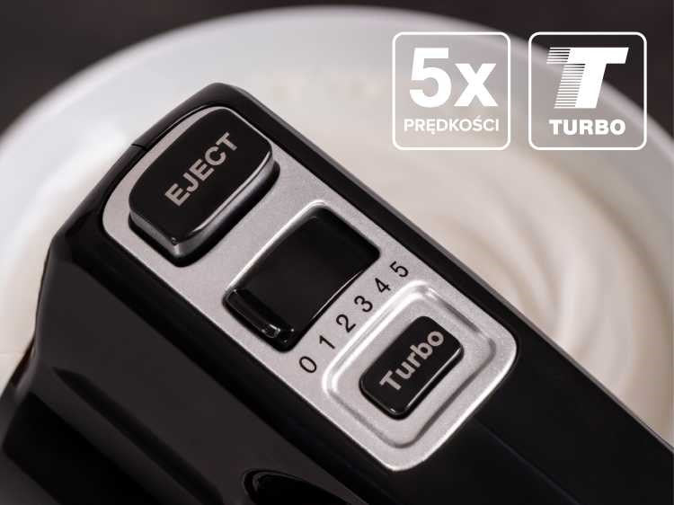 ELDOM Hand Mixer 800W 5 Speed Beaters Dough Hooks Black R120