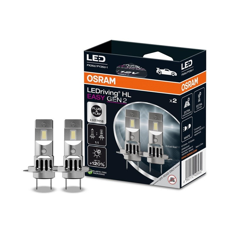 OSRAM LED Bulb H7, 16W, 12V, Set of 2,65 g, Model OSR64210DWESY2-2HB
