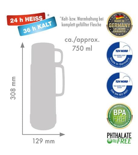 ROTPUNKT Glass Thermos 0.750 L Shiny Grape
