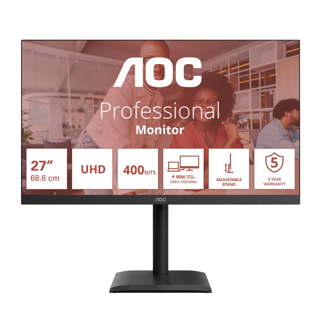 AOC E4 U27E4CV computer monitor 68.6 cm (27 ) 3840 x 2160 pixels 4K Ultra HD LED Black
