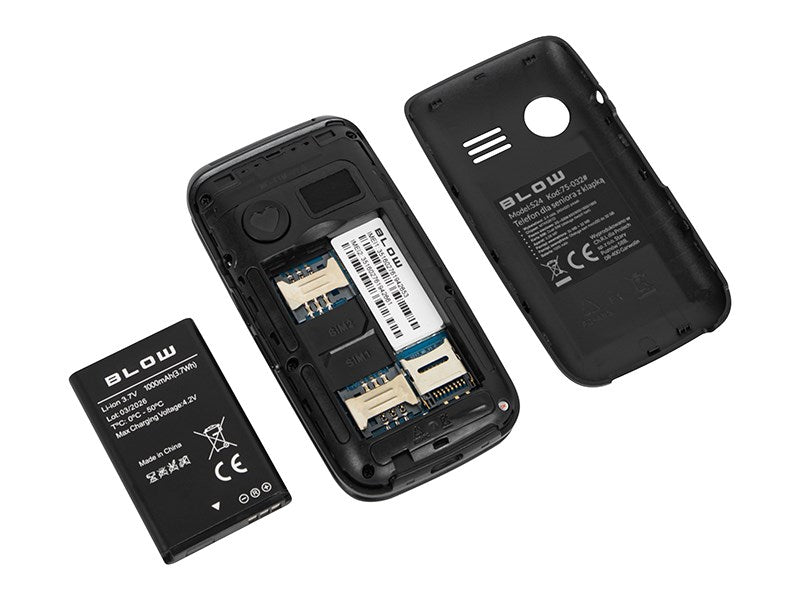 BLOW Feature Phone S24, Flip Cover, Dual SIM, 1000 mAh, Black