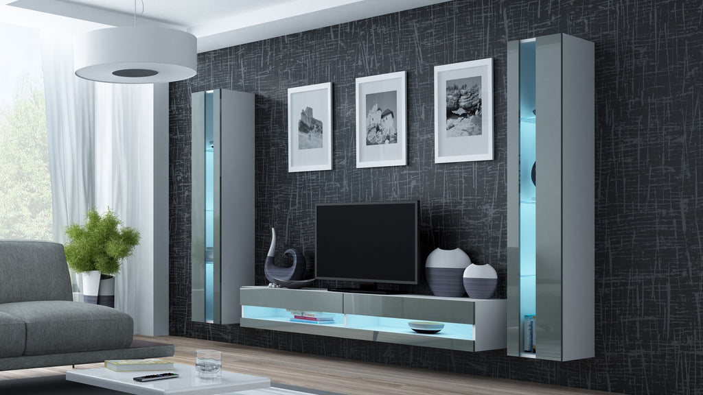 Cama VIGO NEW TV Stand 180x30x40 White/Grey Gloss