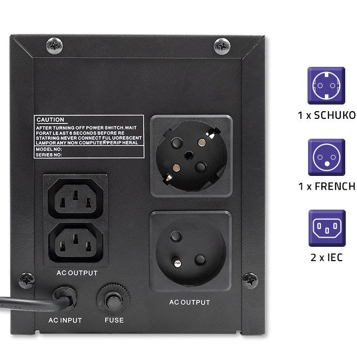 Qoltec Monolith UPS 1200VA 720W Uninterruptible Power Supply
