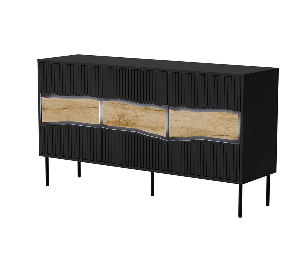 Cama INSERTO 3D Chest of Drawers - 143.5x40x80 cm - Black + LED