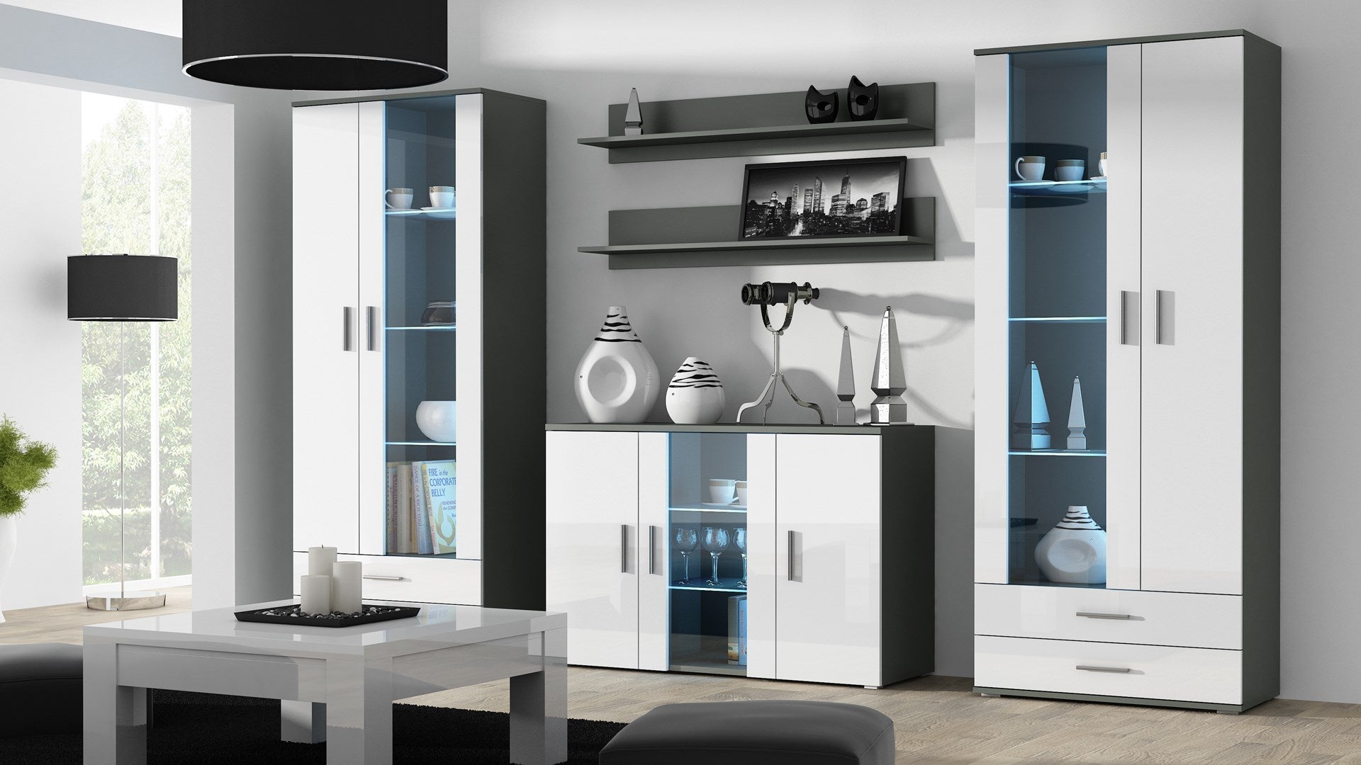 Cama Sideboard 120 cm SOHO S7 Grey/White Gloss