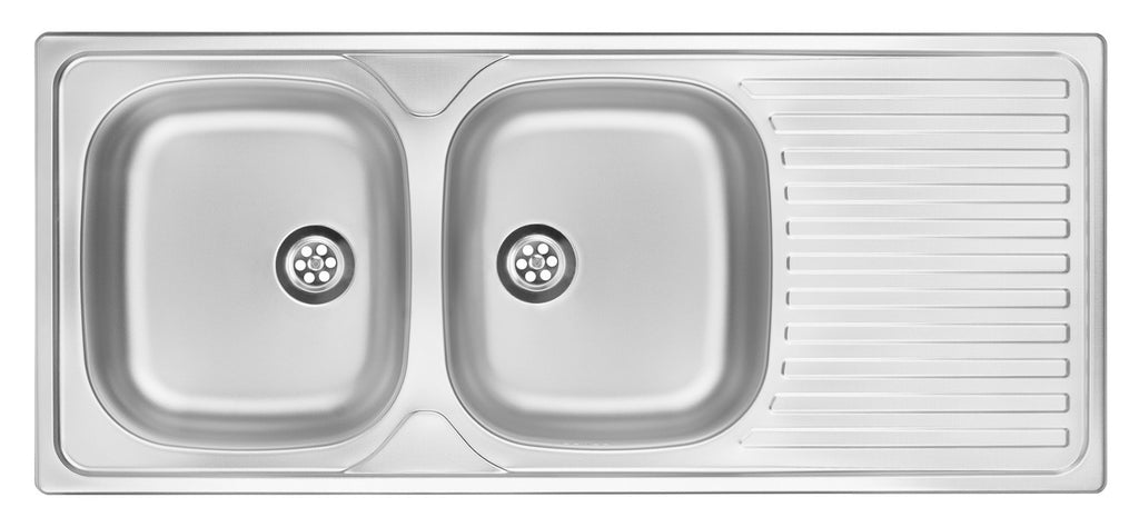 2-bowl steel sink with drainer