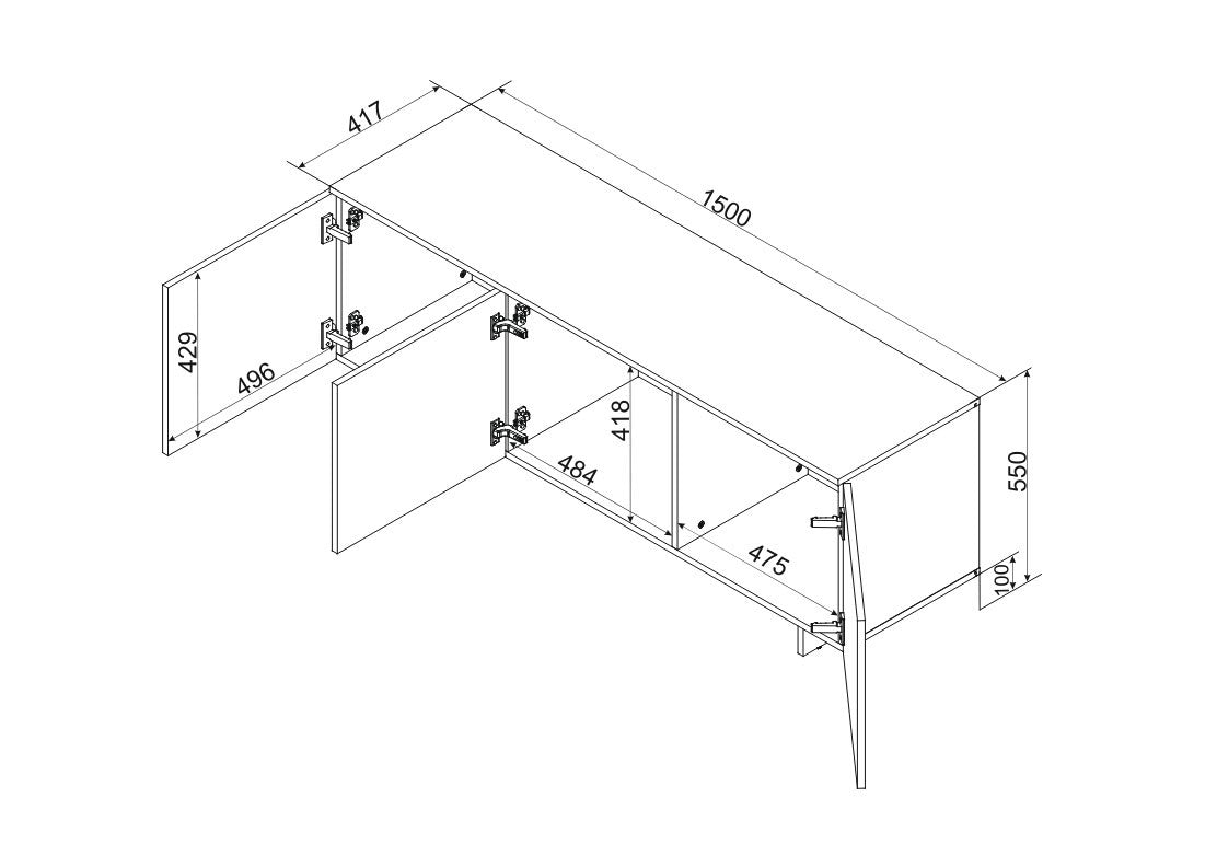ALMA 3D RTV Cabinet 150x41.5xH55 Cashmere