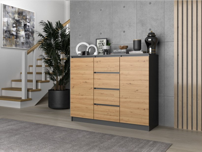 Topeshop Chest of Drawers 2D4S 120 cm Anthracite/Artisan 120x40x97