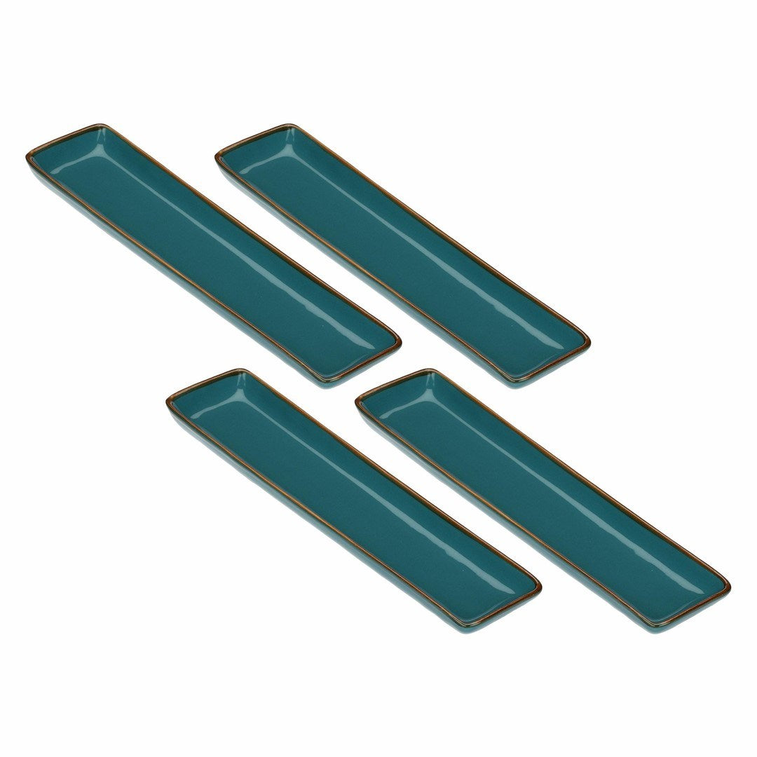 Set of 4 rectangular trays Concerto Ottanio - Blue-green  32 x 8 cm