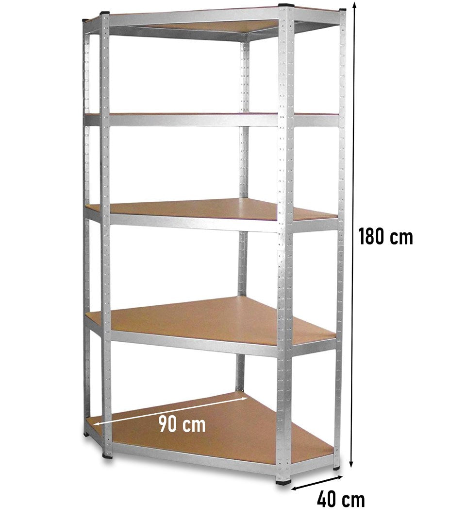 BJORN Metal Corner Storage Rack 40 cm 5 Shelves Silver G9040