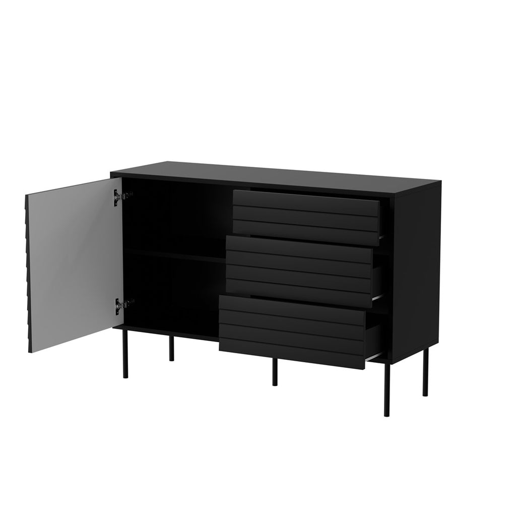 Cama CORTINA 1D3S Chest of Drawers 120x40x81 Black