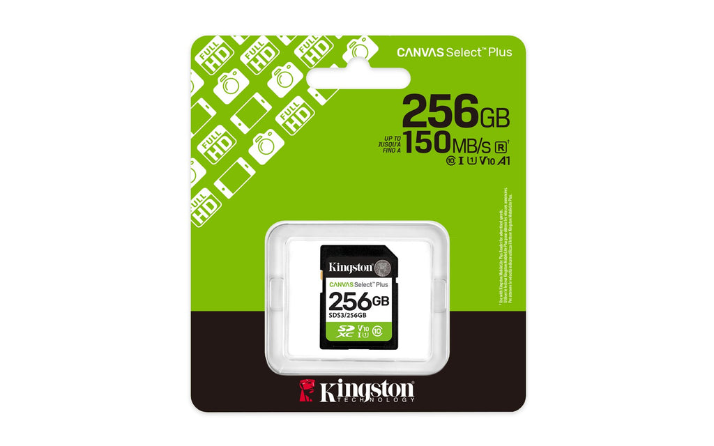 Kingston Technology 256GB SDXC Canvas Select Plus Gen3 - 150MB/s C10 UHS-I U1 V10 - SDS3/256GB