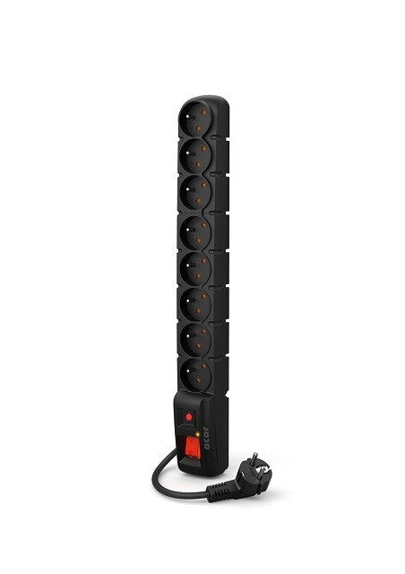 Acar S8 PRO Surge Protector 8 Sockets 1.5 m Black