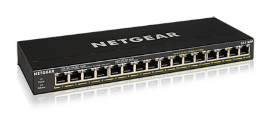 Netgear GS316PP - Unmanaged Gigabit Ethernet Switch - PoE - 10/100/1000 (GS316PP-100EUS)