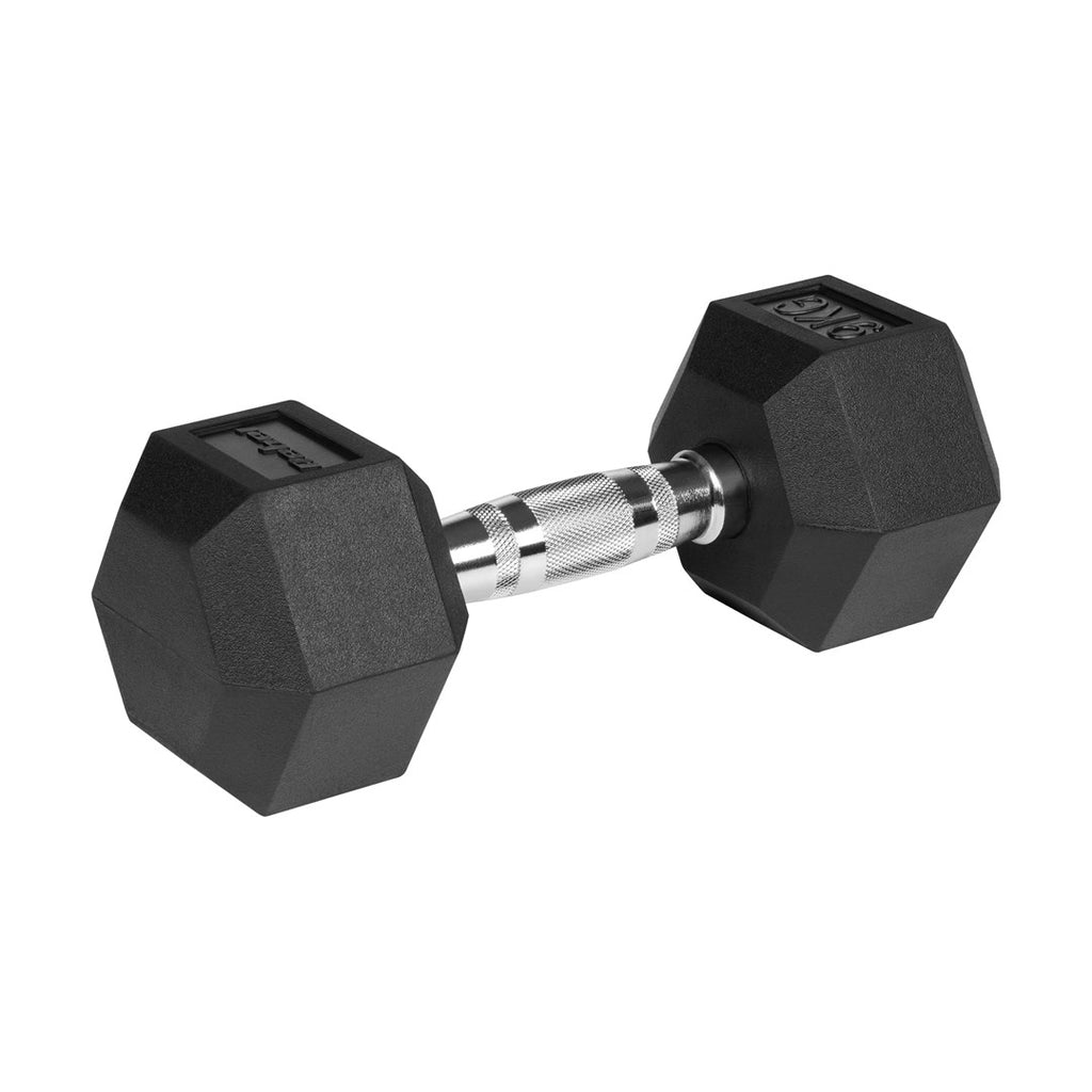 REBEL ACTIVE Rubber-Coated Cast Iron Dumbbells 2x9kg