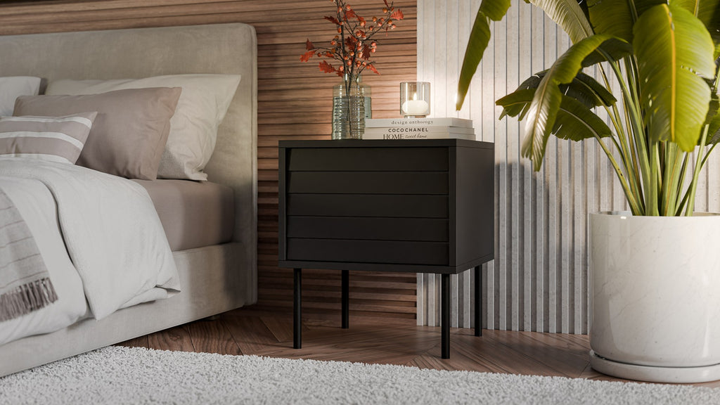 Cama Cortina Bedside Cabinet 2 pcs Black 45x40x51