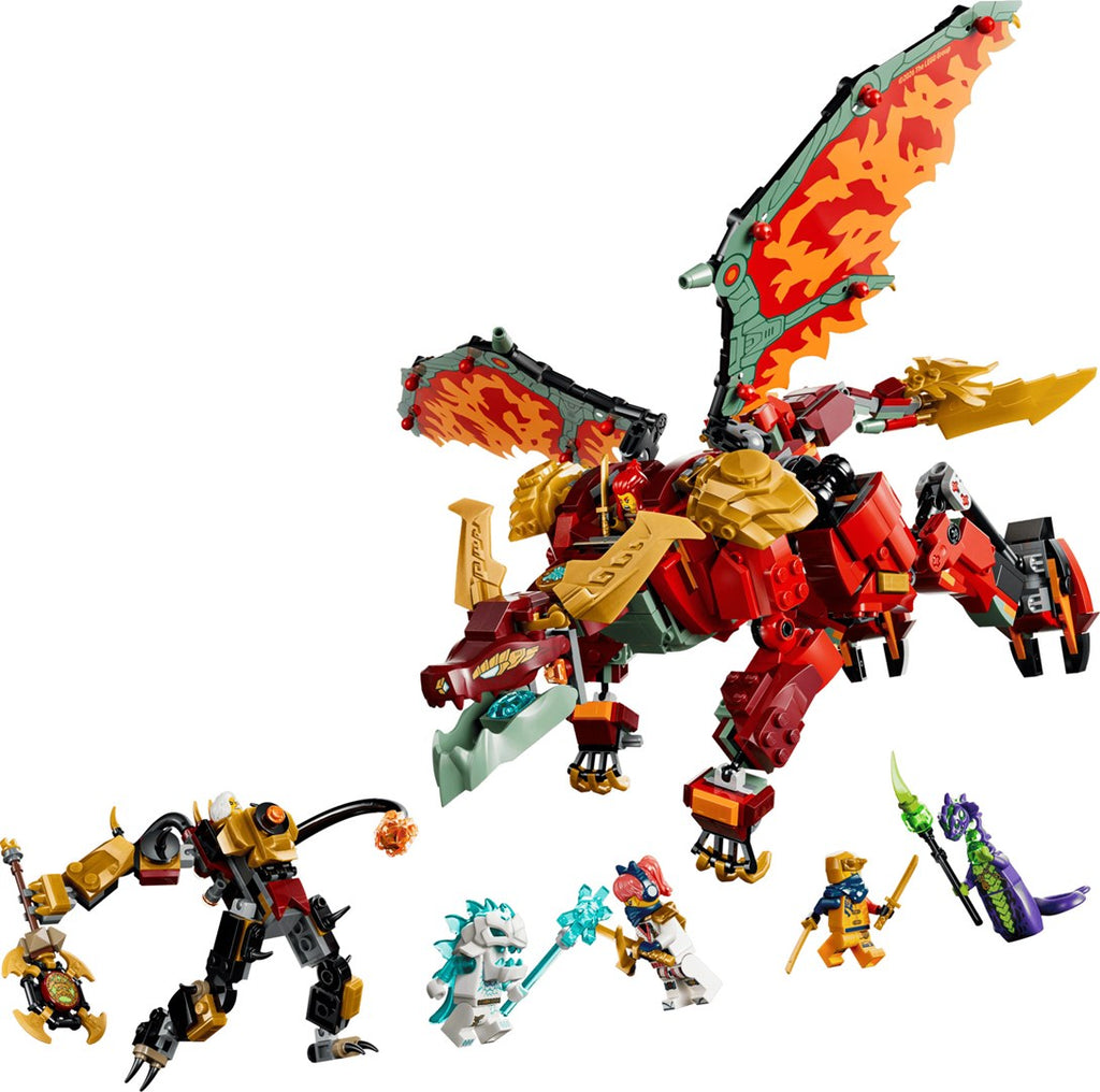 LEGO Building Blocks Wyldfyre's Transforming Dragon Mech Set 71868 - 821 Pieces, 6 Minifigures