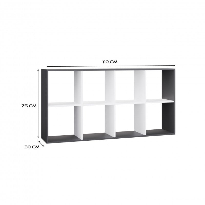 MALAX 2X4 SHELVING UNIT  ANTHRACITE/WHITE