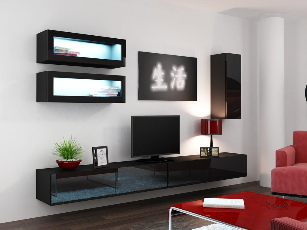 VIGO TV Stand 140 cm Black Gloss RTV VIGO140
