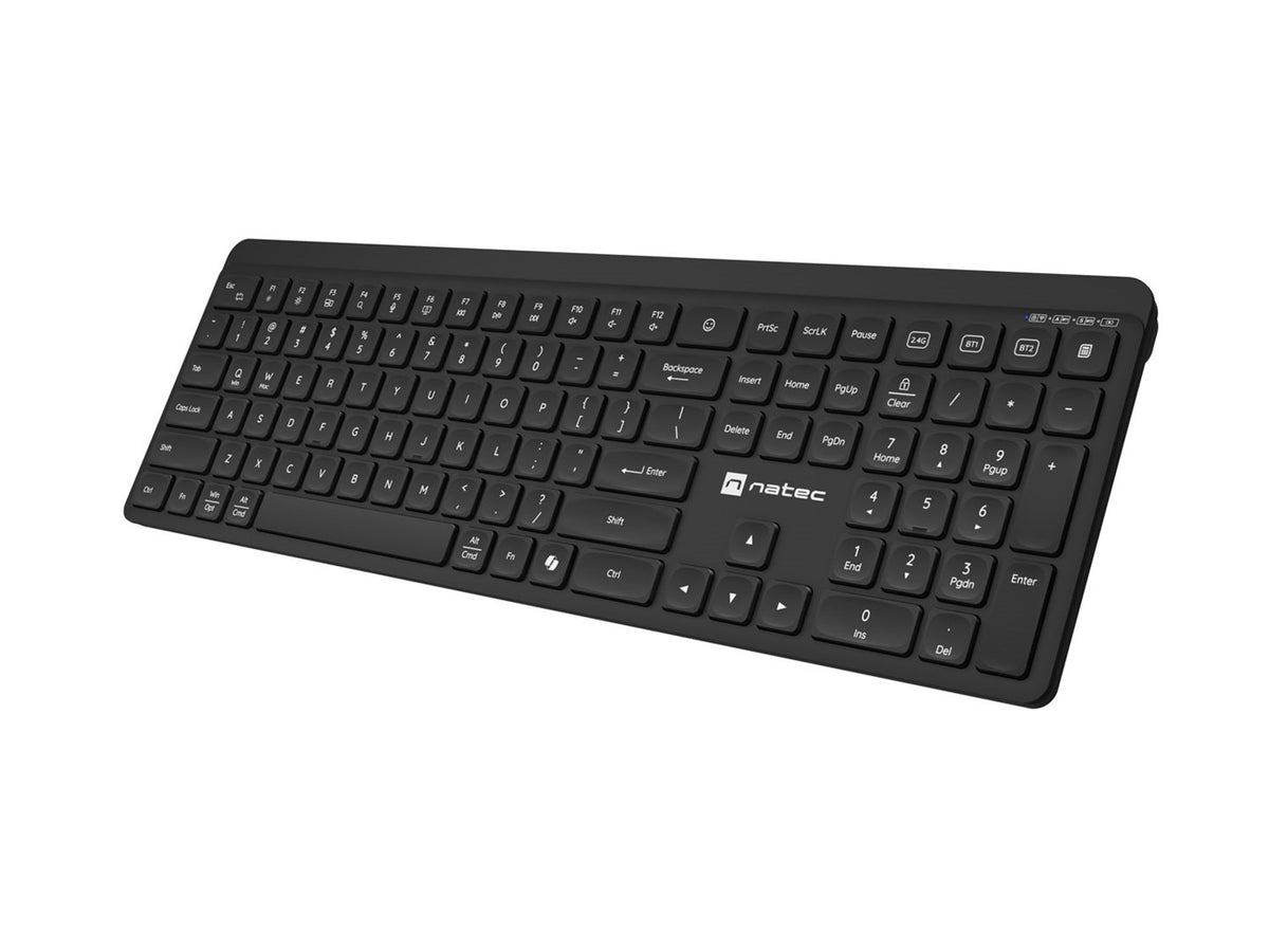 Natec Tang US wireless keyboard BT + 2.4 GHz quiet slim black