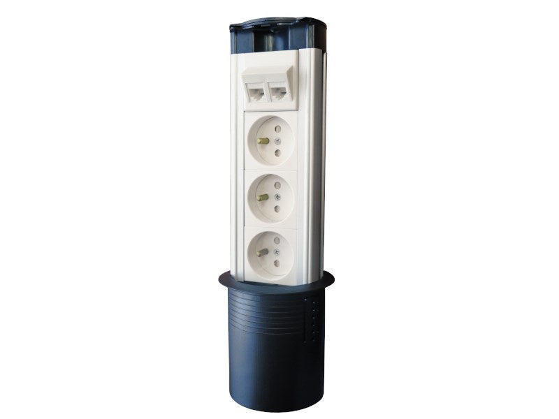 ALANTEC Power Data Box with 3 Electrical Outlets + 2 Computer Sockets | Model: PZ020