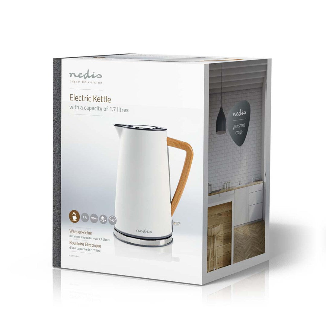 Nedis Electric Kettle 1.7 L 2200W - White - Model KAWK510EWT