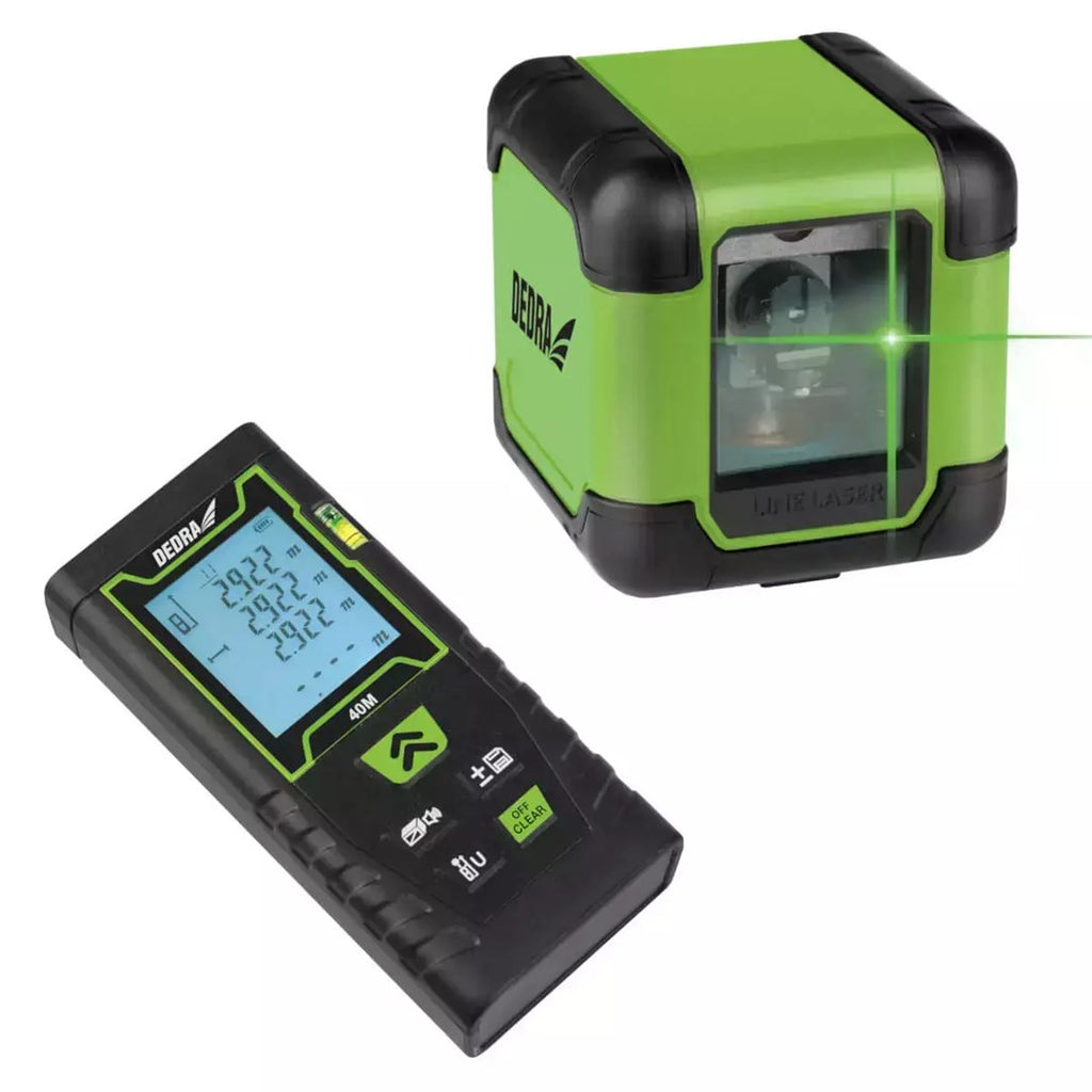 DEDRA Cross Line Laser Set Green + 40 M Laser Rangefinder MC0920