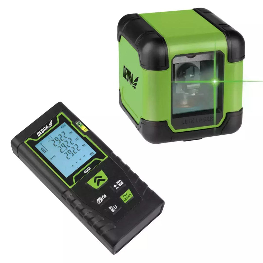 DEDRA Cross Line Laser Set Green + 40 M Laser Rangefinder MC0920