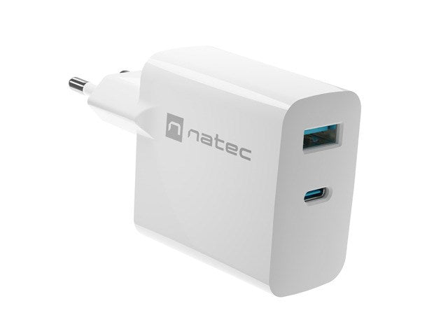 NATEC Charger 1x USB-A + 1x USB-C 45W White Universal NUC-2142