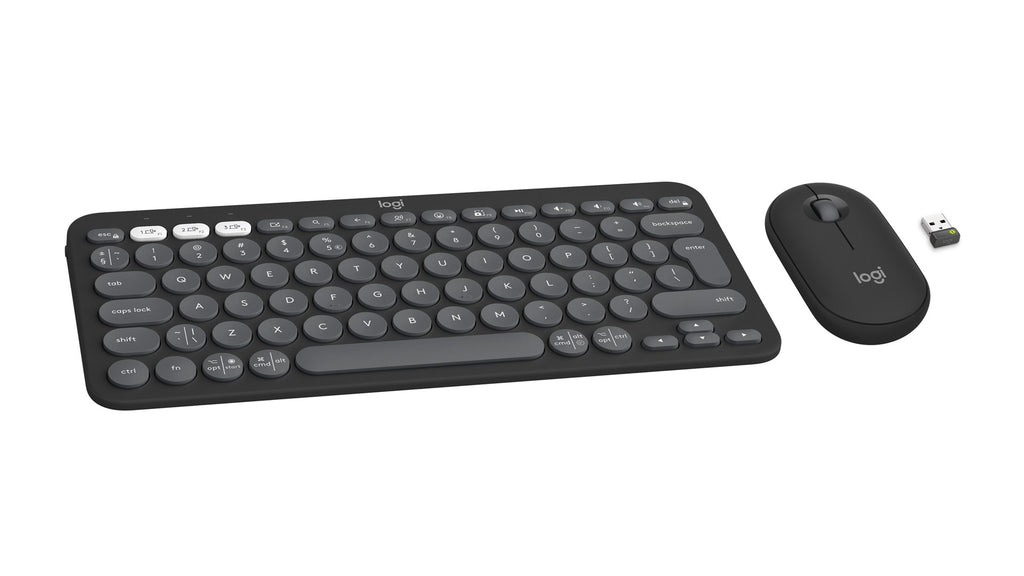 Logitech 920-012239 keyboard Mouse included Universal RF Wireless + Bluetooth QWERTY US International Graphite