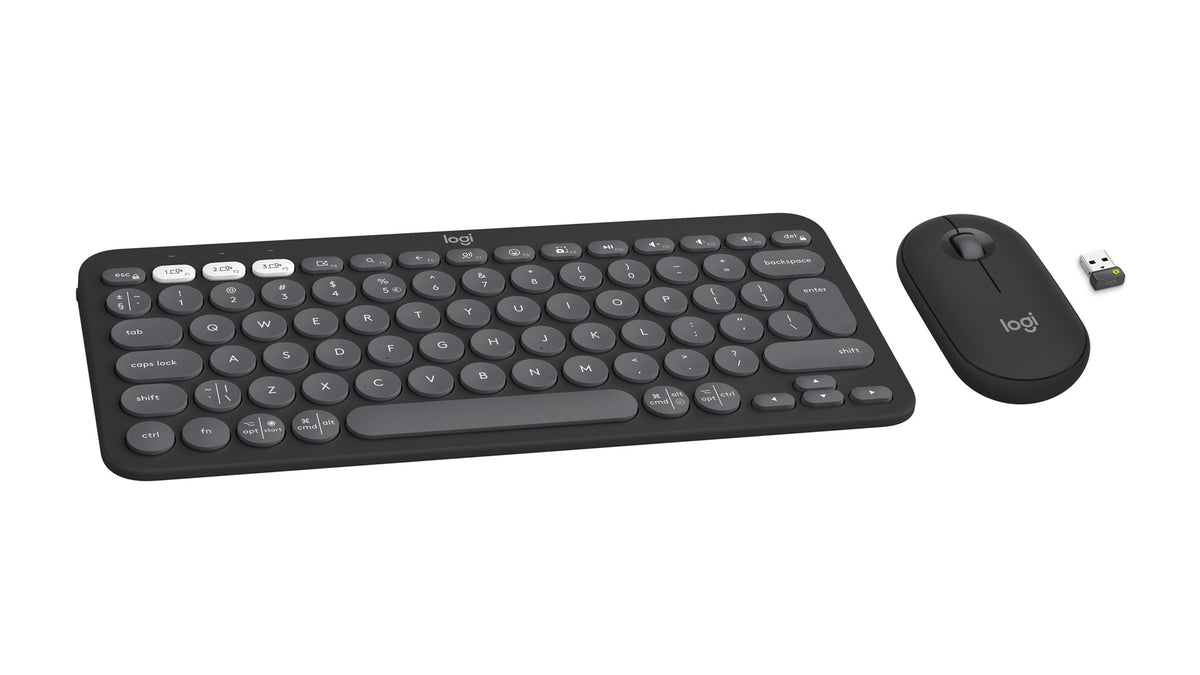 Logitech 920-012239 keyboard Mouse included Universal RF Wireless + Bluetooth QWERTY US International Graphite