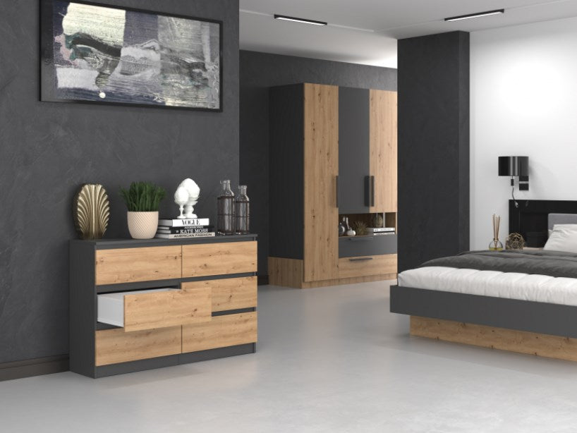 Topeshop M6 120 ANTRACYT/ART chest of drawers