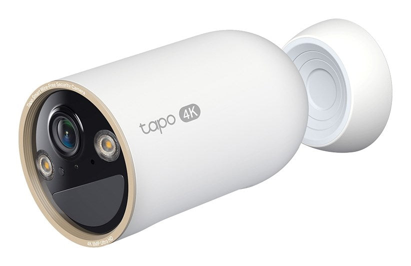 TP-Link Tapo Wire-Free Indoor/Outdoor Security Camera SPEC:4K UHD (3840x2160)  H.265/H.264 Supported  16x UHD Digital Zoom  2.4/5 GHz Dual Band Wi-Fi  10000mAh Rechargeable Lithium-ion Battery