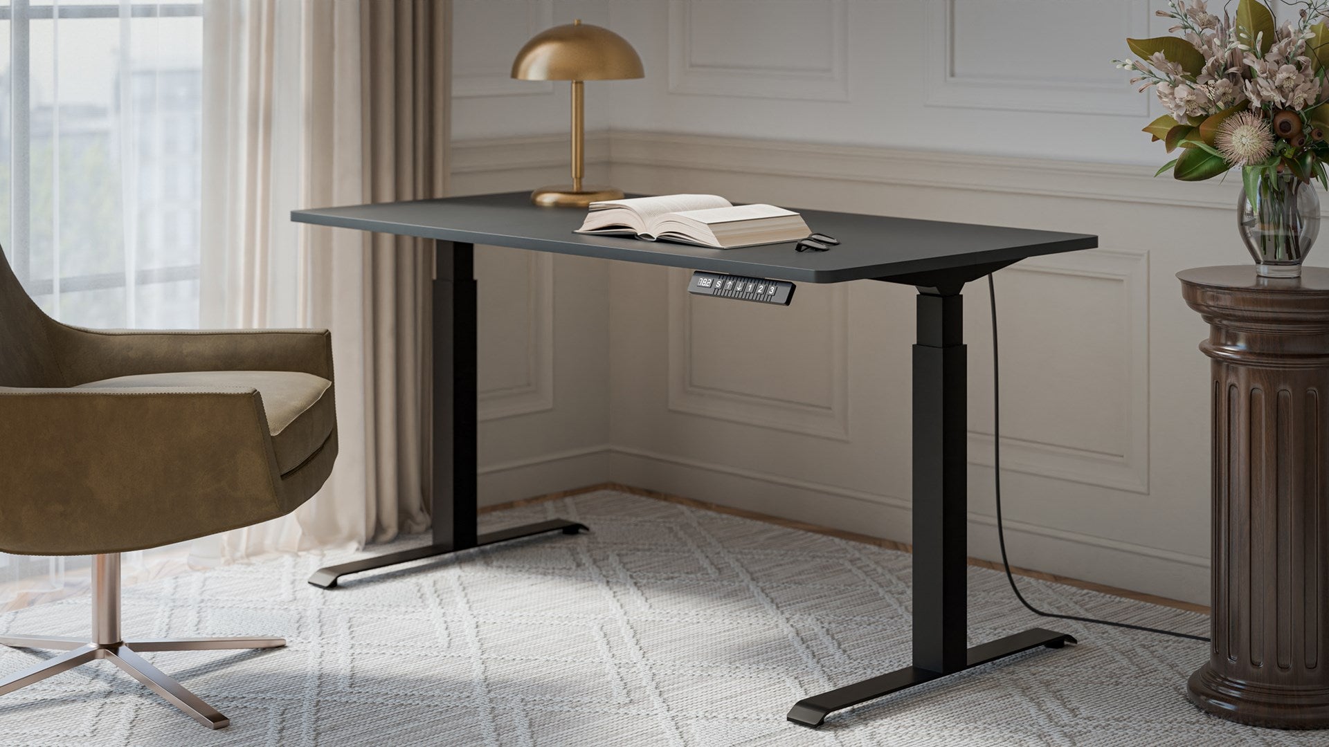 MOON LONG Electric Height Adjustable Desk 150x80x72-120 Black/Anthracite