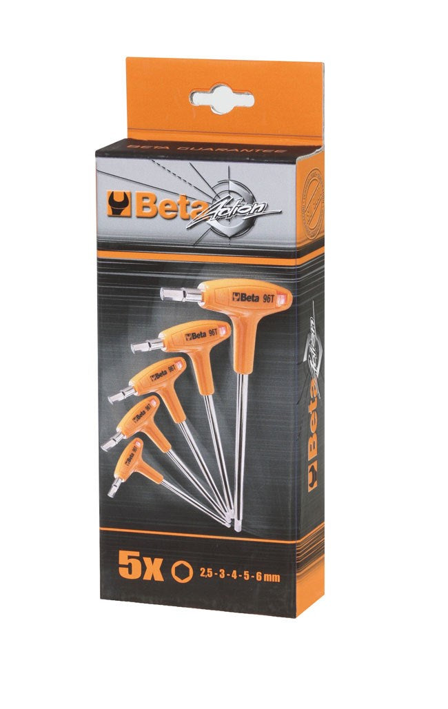 T-Handle Hex Key Set 5 pcs 2.5-6 mm Made in Italy