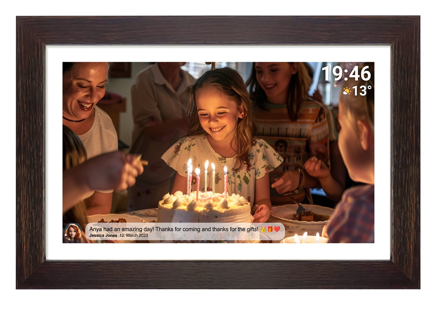 Denver PFF-1543DW Digital Photo Frame Brown 39.6 cm (15.6) Touchscreen Wi-Fi