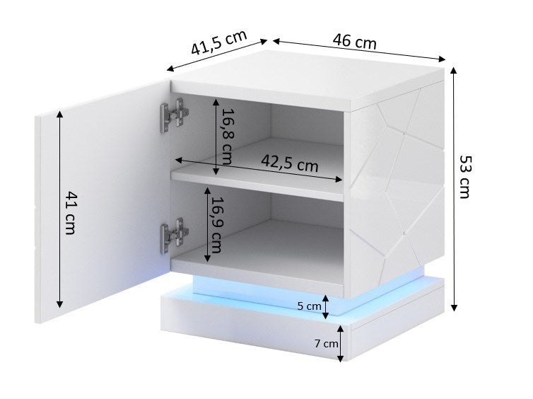QIU Bedside Table 2 pcs. 46x41.5x53 cm White Glossy