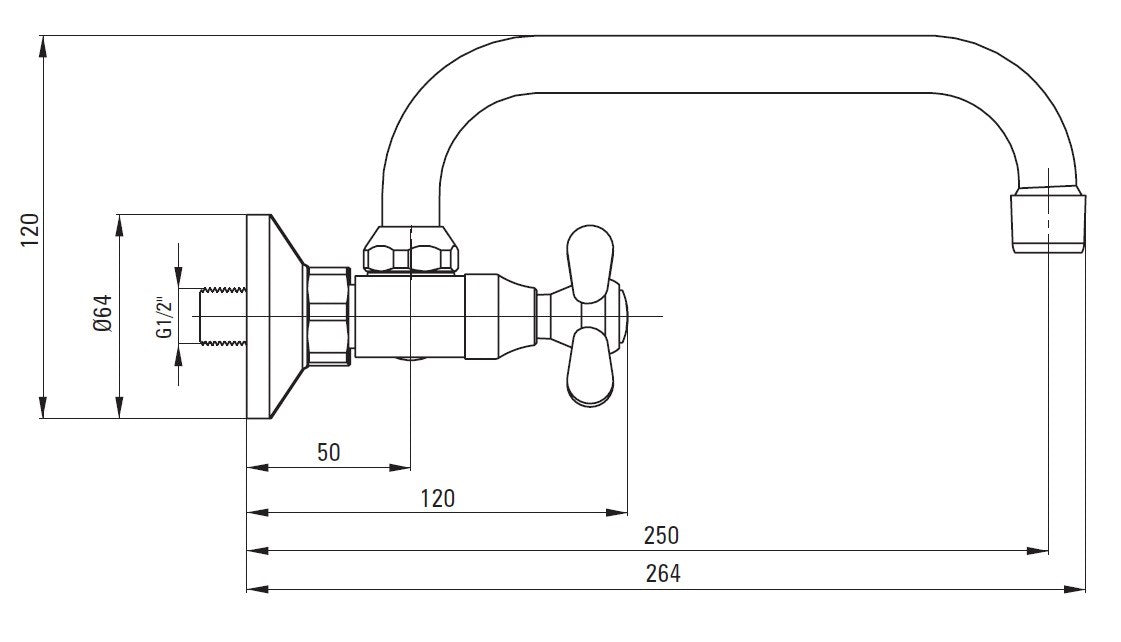 Wall-mounted washbasin mixer