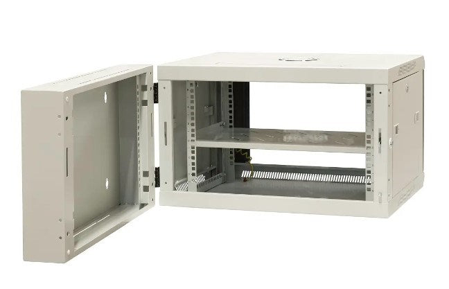 EMITER Split Hanging Cabinet 19" 6U, Sheet Metal/Glass Door, 600×550×370 mm, EM/AH6506