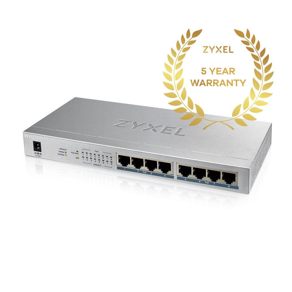 Zyxel GS1008HP Switch 8 x 10/100/1000 PoE+ Desktop GS1008HP-EU0101F