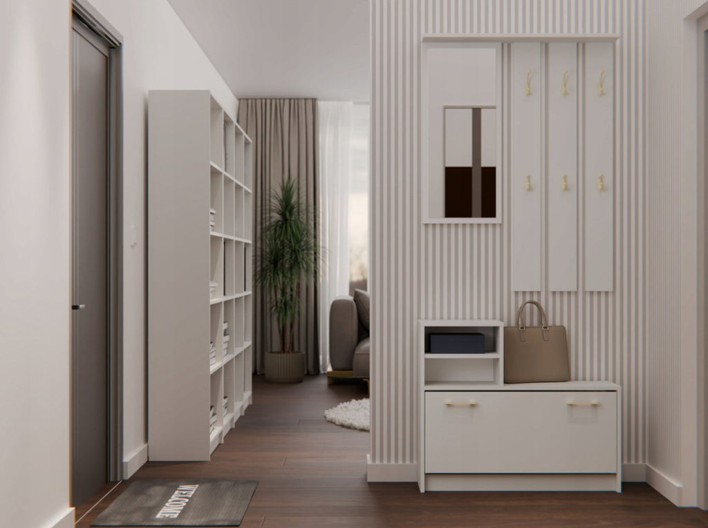 Vera Wardrobe, Cashmere, 180 cm with Mirror and Shoe Cabinet GS1