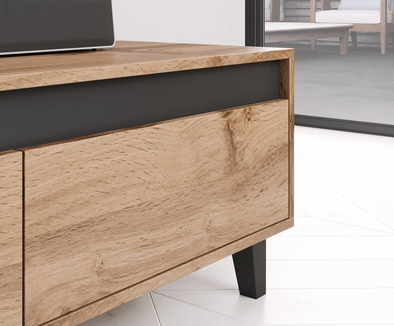 NORD TV Stand in Wotan/Anthracite - 42 cm H x 185 cm W x 38 cm D