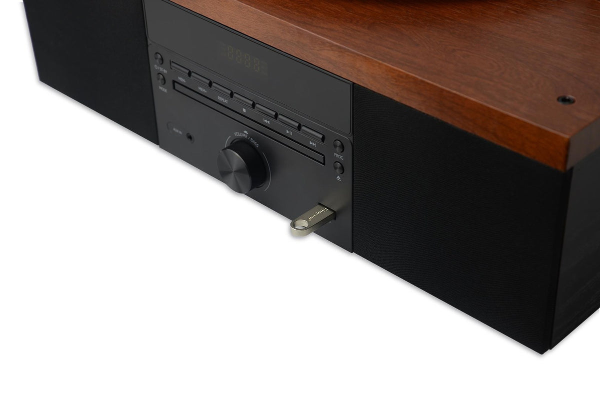 AKAI ATT-14BT Turntable with CD and FM Function Black, Wood