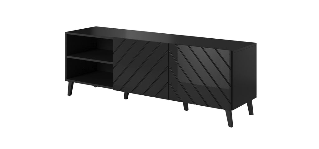 RTV Cabinet ABETO 150x42x52 Black Glossy