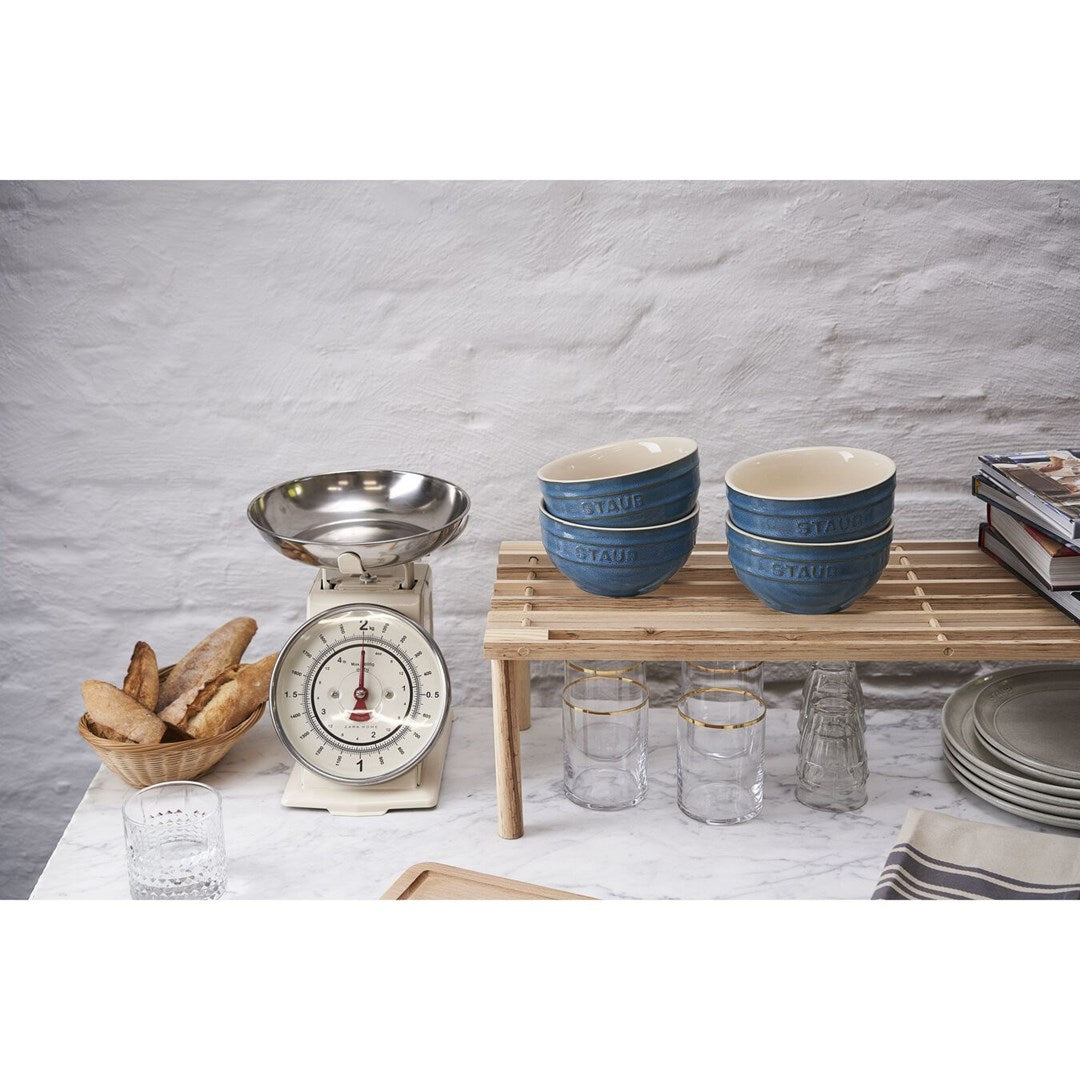 Staub Set of 4 Round Bowls 14 cm Enameled Ceramic Antique Turquoise